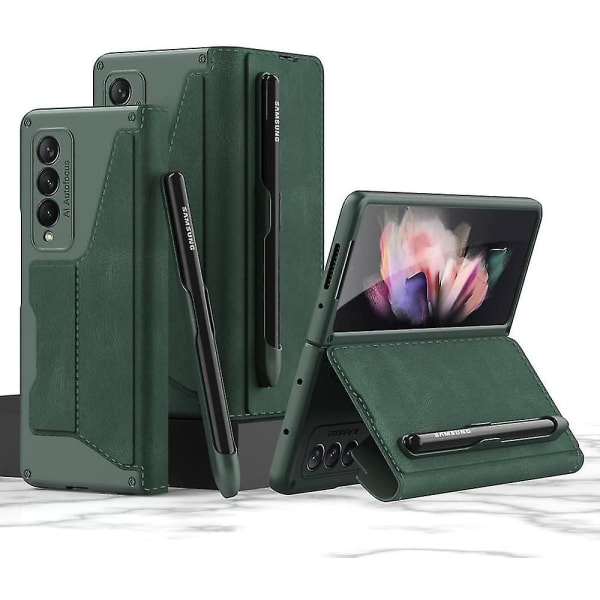 Case kompatibelt med Samsung Z Fold 3 5g, vikbart cover med S Pen-hållare