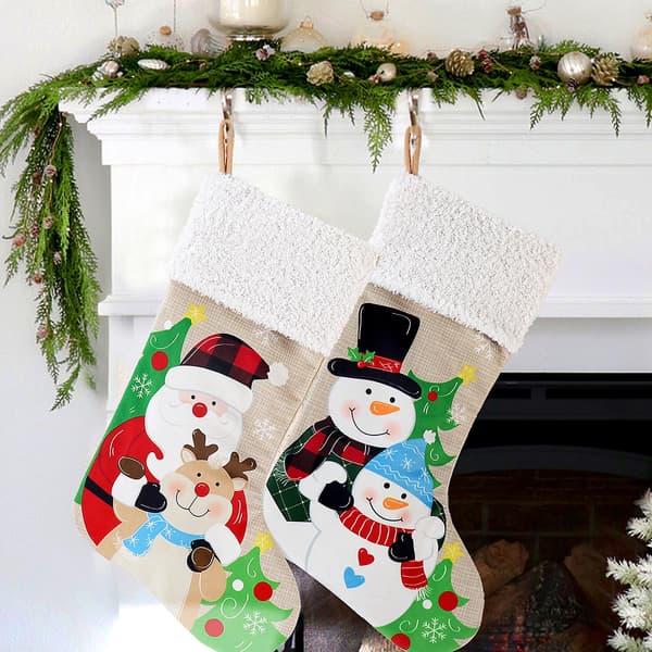 Jultomte/snögubbe älg snöflinga julstrumpor hänge hantverk