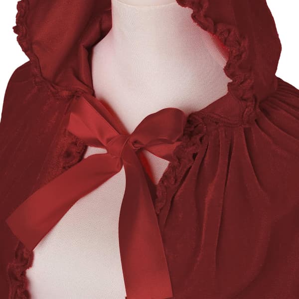 Burgundy Spets Volangfåll Halloween Cape, Kort Modell, 80cm