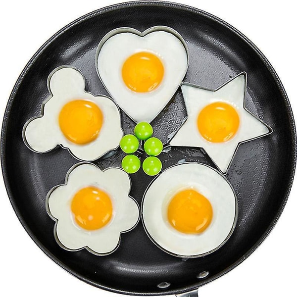 5 st Stekt ägg Non Stick Rostfritt stål Pannkaka Ring Form Matlagning Köksredskap