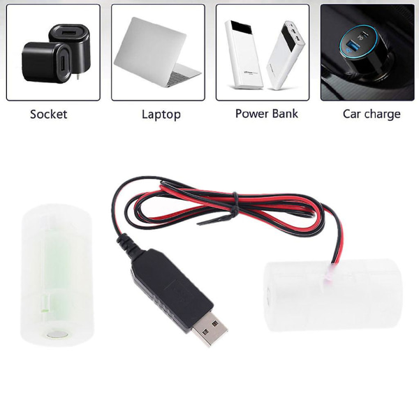 Eu Plug USB Batteri Power Kan Ersätta 1 Till 4st 1,5V 3V 4,5V 6V D Storlek Lr20 Batteri Eliminator 1m Kabel
