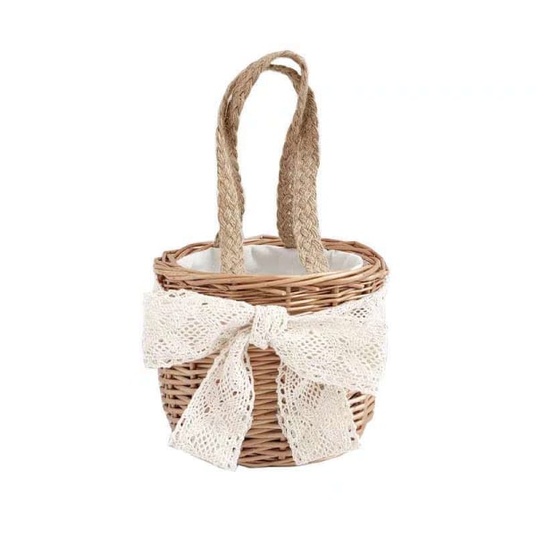 Rattan Korg, Förvaringskorg, Bröllop, Blomsterflickebasket, Handvävd Korg, Rekvisita