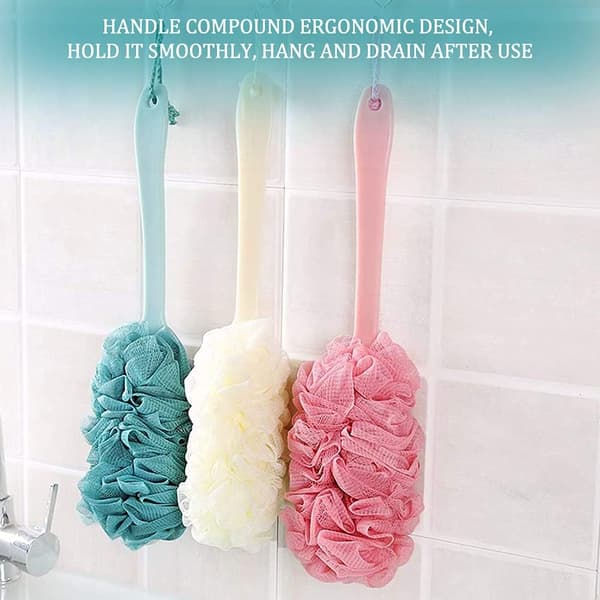 3-pack badborste med duschblomma, ryggborste