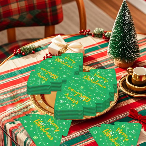 100-pakning juletreformede servietter – festlige trykte papirservietter for julefester og borddekorasjon