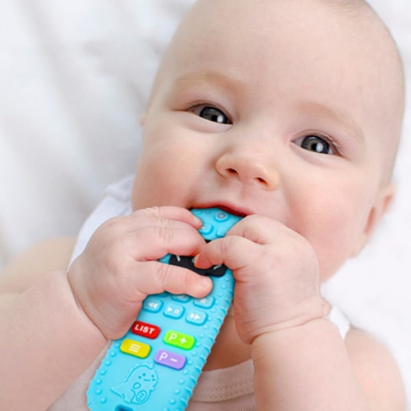 Söt Fjärrkontroll Shape Bandleksak Mjuktuggleksak Bpa Free Relief Baby Toy