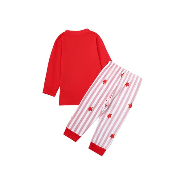 Julset för barn Randiga långbyxor Långärmad Vinter Tvådelat set - Röd -90cm Red 90cm