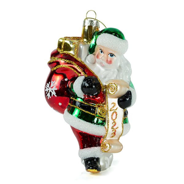 Glasjulgranhänge med tomte, 2-pack, konstnärligt hantverk