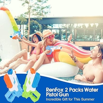 2-pack Vattenpistol (500ml Blå & Grön), Räckvidd 10-11 Meter, Stor