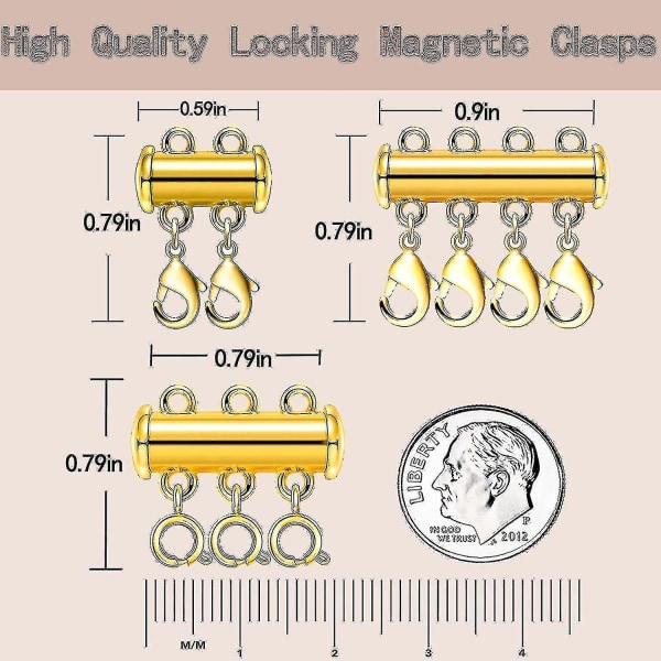 Layered Halsband Spacer Spänne, Magnetic Slide Spänne, Halsband Connector, Multi Strand Gliding Tube Spännen, 6 Pack