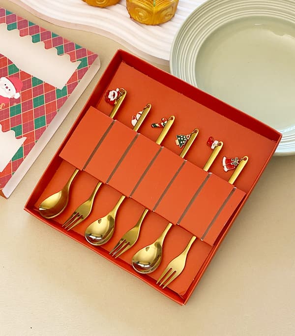 6-delars julskeds- och gaffelset, julklappsset