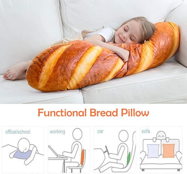 24 tommer 3D Simulation Brødformet Pude Blød Lændepude Baguette Ryg