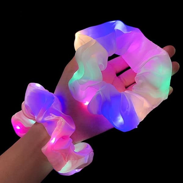 2-pack Nya Flickor LED Luminous Hårband Hårband Hästsvans Fixerat Hårband Elastiskt Hårband Solid Färg Hårtillbehör