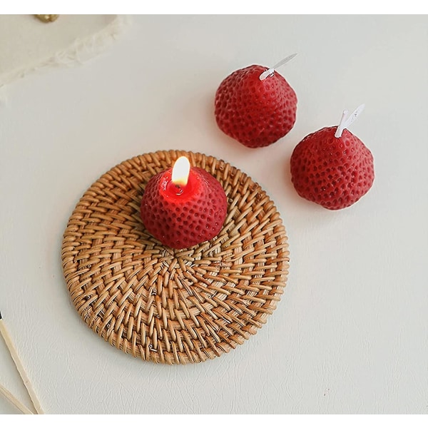 Jordgubbsformade doftljus, förpackning med 4 fruktdoftande sojavax dekorativa ljus för matbord Fototillbehör Födelsedagspresenter Perfekt för medel