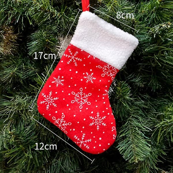 Jul Mini Strumpor 6 st Snöflingetryck Med Plus