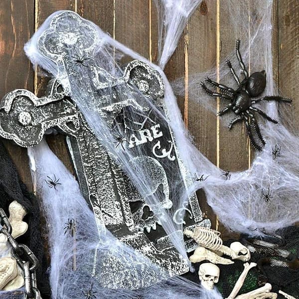 falsk spindelvev halloween-dekorasjon innendørs/utendørs, elastisk spind