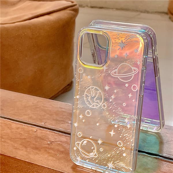Space Planet Æstetisk Klar Krystal Cover til iPhone 13pro max,Sh