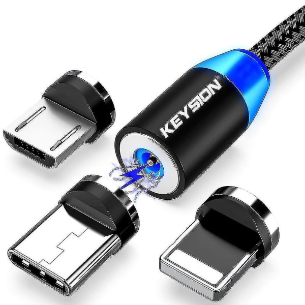 1m LED magnetisk USB kabel Snabbladdning magnetladdare Micro USB / typ-c/ Ios usb-kabel USB Ios