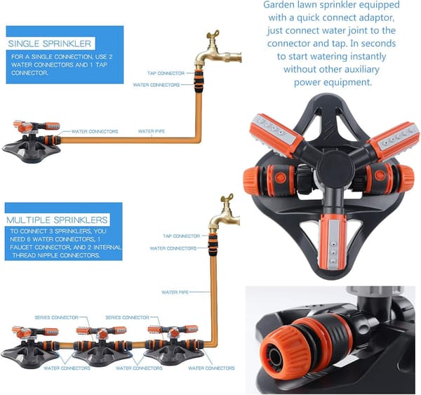 Hagespreder 3-arm 360 automatisk roterende plen spreder gard
