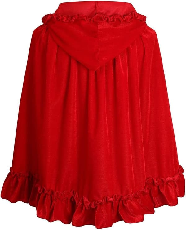 Röd spets volang fransad Halloween-cape, kort stil, 60 cm