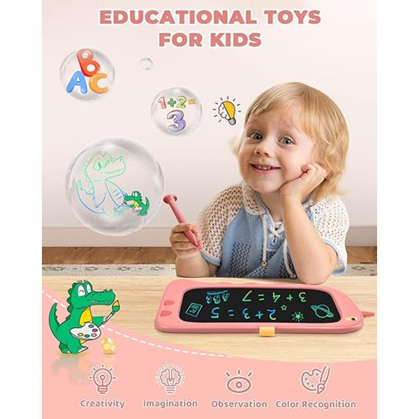 Tablet til Børn (Pink), Legetøj til 3 År Gamle, LCD Skrivetablet