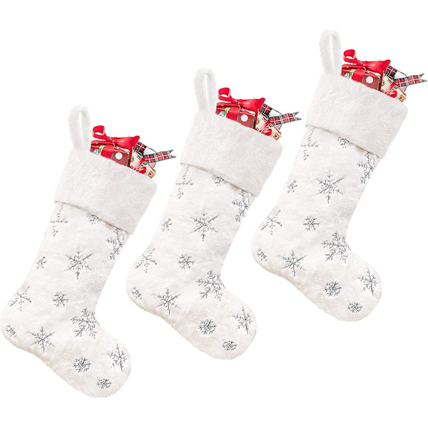 3-pak hvide julestrømper