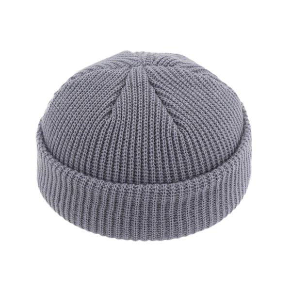 Strikket Lue Høst og Vinter Ullue, Varm Pullover Lue - Lys Grå
