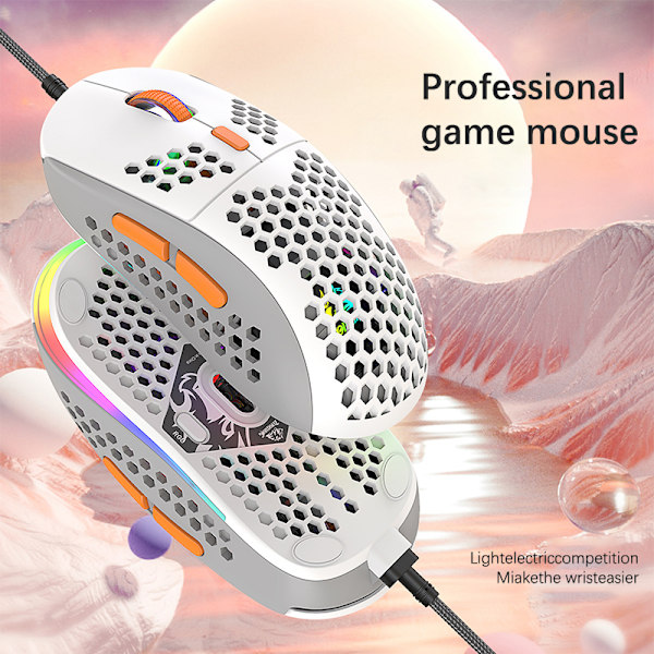 Wired Mouse RGB Light Honeycomb Gaming Mouse USB Desktop A1