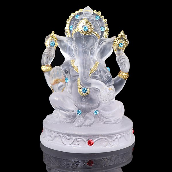 Ganesh Hindu Elephant God Staty Resin Transparent Staty