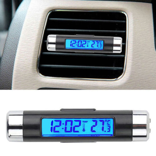 2 i 1 bil digital LCD-klocka/temperaturdisplay termometer