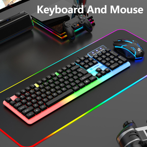 Dator med 104 nycklar USB RGB-speltangentbord och muspaket Black Keyboard and Mouse