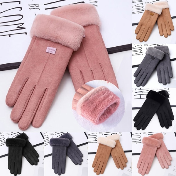Modehandskar Höst Vinter Furry Warm Full Finger C