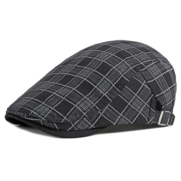 Randig Lattice Basker Hat Pläd Visir Duckbill Flat Cap Khaki