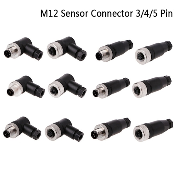 1 st M12 sensor kontakt 3/4/5 stift hane/hona rak/vinkel a 4Pin Male