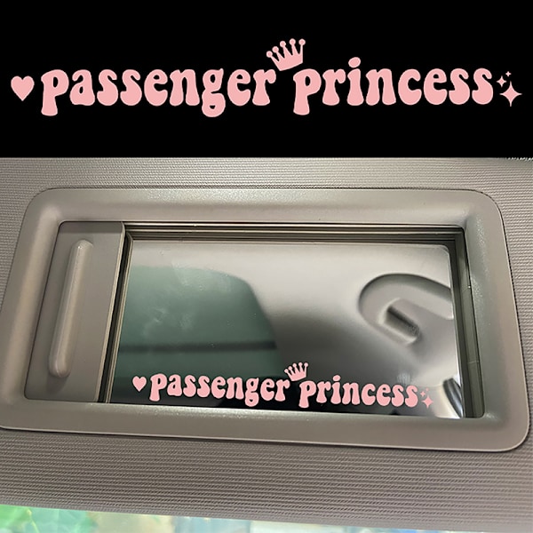 Kreativ Passagerarprinsessa Spegel Bildekal e Bil Vinyl Rolig Black