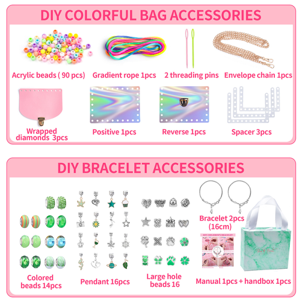 DIY Charm Armband Making Bag Kit för flickor L