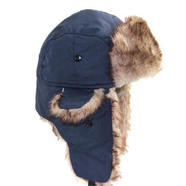 Unisex Warm Trapper Aviator Trooper Öronlapp Vinterklaffar Skidhatt Black