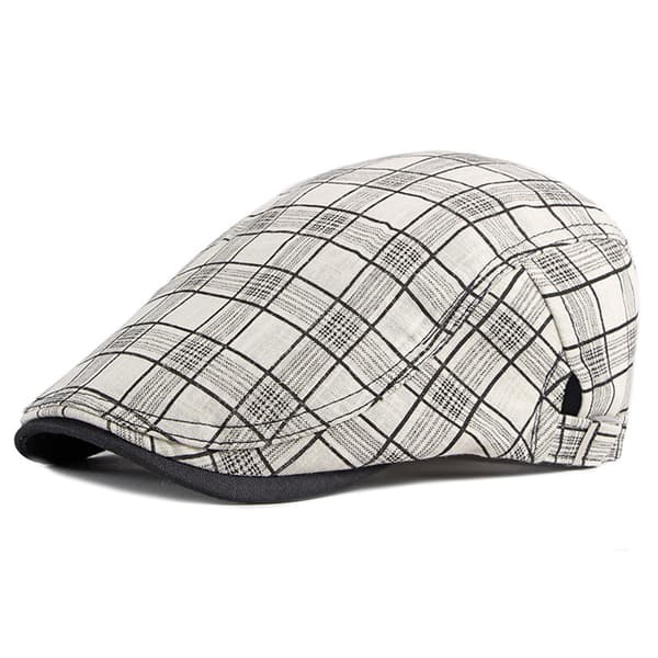 Randig Lattice Basker Hat Pläd Visir Duckbill Flat Cap Khaki