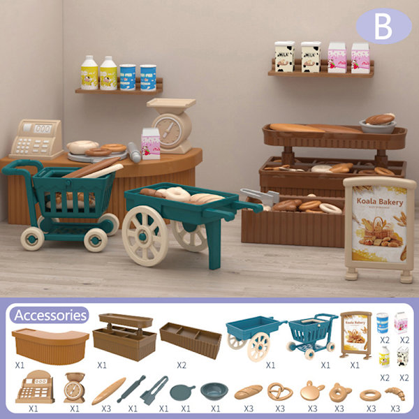 Dockhus för barns minisimulering hemmascen leksak B:bakery
