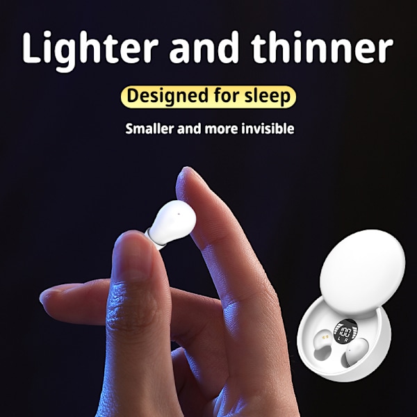TWS Trådlösa Bluetooth 5.4 Hörlurar In-Ear Osynliga Sovhörlurar Beige