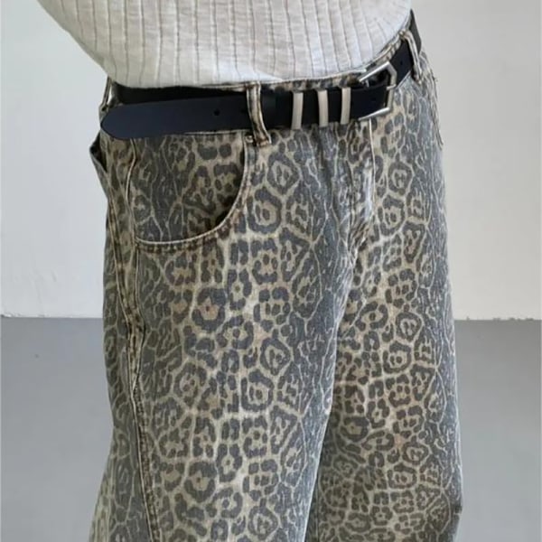 Dam Leopard Print Wash Y2K Chic High Waist Jeans leopard print L