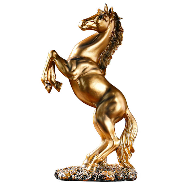 Resin Staty Gyllene Vit Svart Häst Figur Ornament Figuriner gold