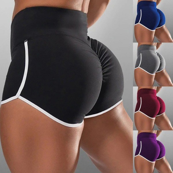 Women Gym Fitness Tättsittande Yoga Shorts Höftresår Black M