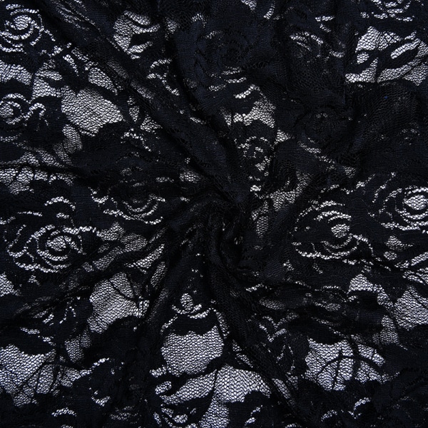 Damkjol Genomskinlig spets svart kjol med hög midja Black L