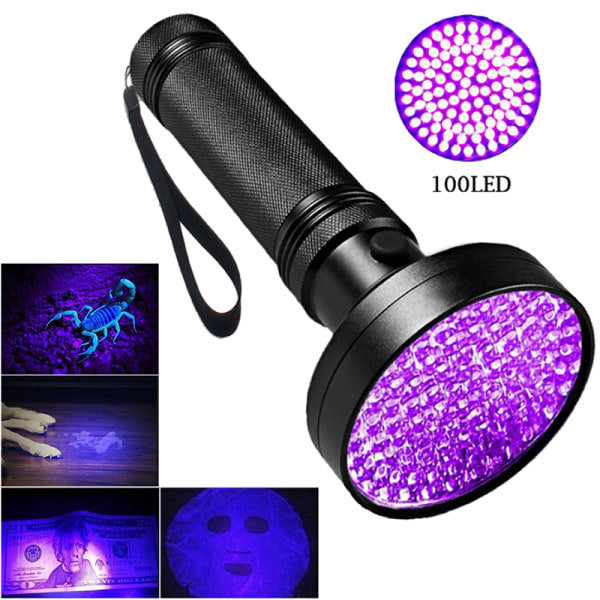 UV 100 LEDs Ultra Violet Torch Light Lampa Blacklight Detektor