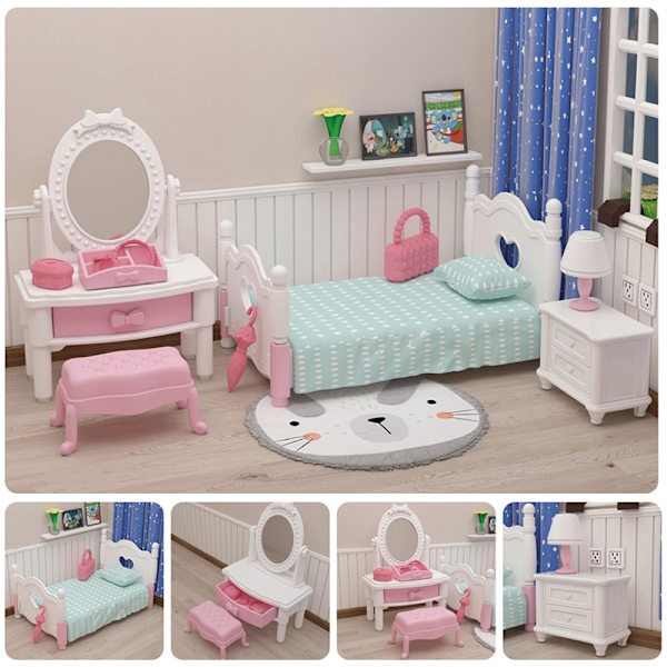 Dockhus för barns minisimulering hemmascen leksak F:bedroom