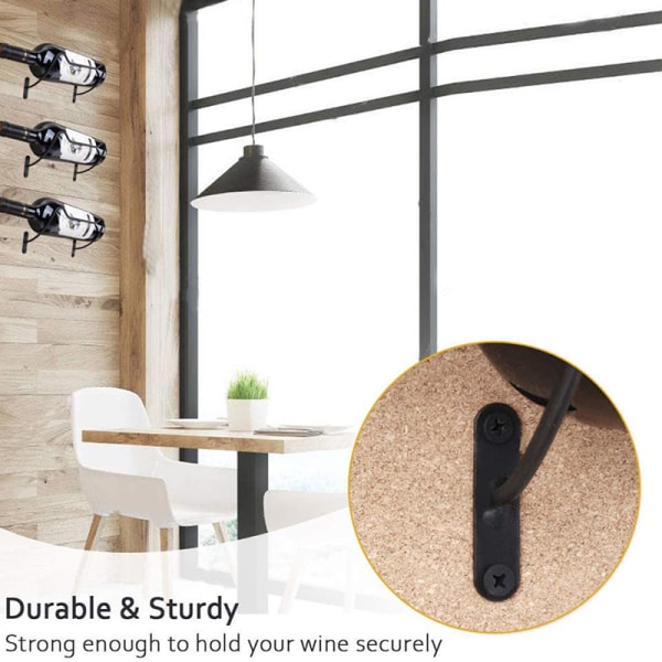 6-pack väggmonterade vinställ järn vinflaska displayhållare Black