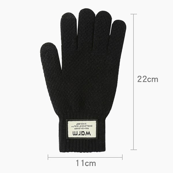 Vinter Män Stickade Handskar Touch Mitten Thicken Gloves black