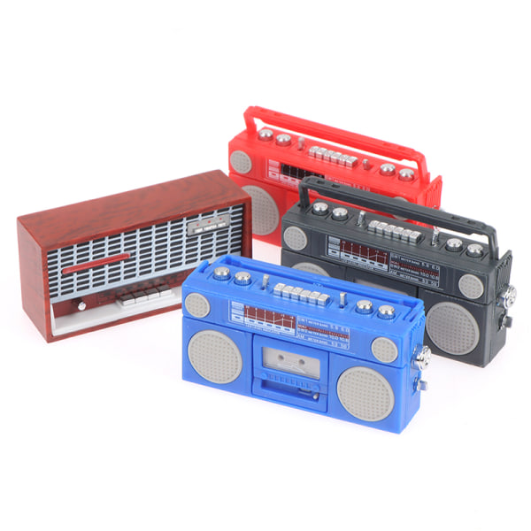 Dockskåp Miniatyrradiomodell Spelare Leksaksdockadekor Gray