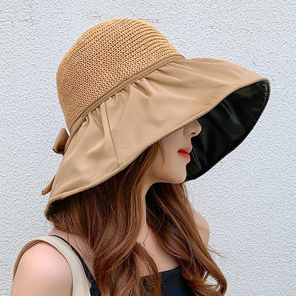 Kvinnor Bucket Hat UV-skydd Solhattar Panama Cap Khaki