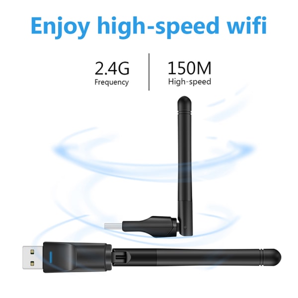 USB WiFi-adapter 150 Mbps nätverkskort Wi-Fi-mottagare PC Laptop MT7601 Chip